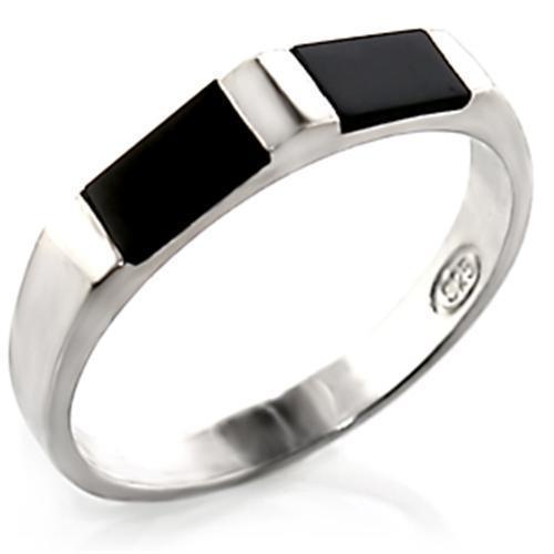 30919 - High-Polished 925 Sterling Silver Ring With Semi-Precious Onyx In Jet