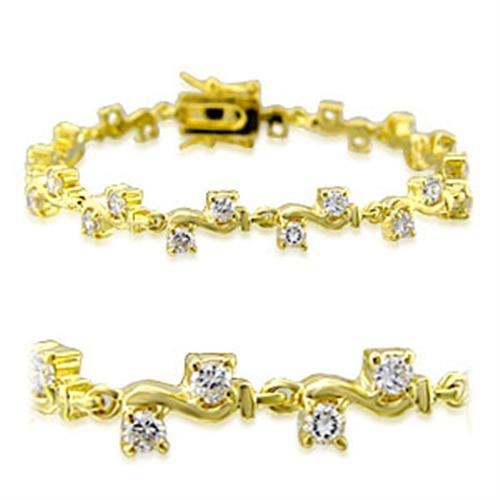 32006 - Gold Brass Bracelet With Aaa Grade Cz In Clear - 7In