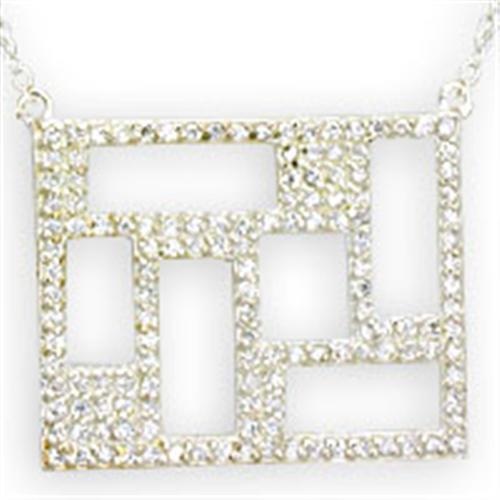 36514 - High-Polished 925 Sterling Silver Necklace With Aaa Grade Cz In Clear - 18"