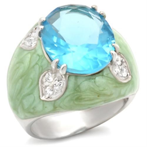 37401 - High-Polished 925 Sterling Silver Ring With Synthetic Spinel In Sea Blue - 5