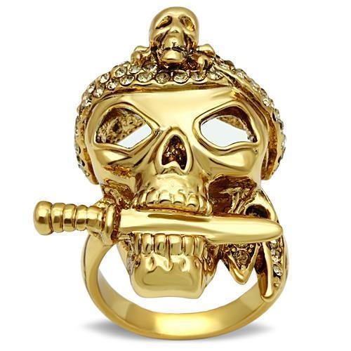 3W012 - Gold White Metal Ring With Top Grade Crystal In Smoked Quartz