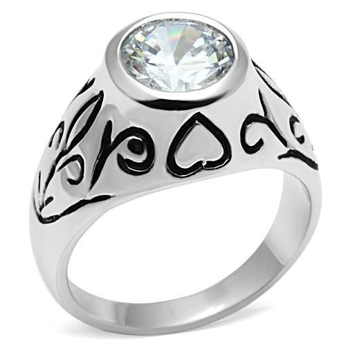 3W057 - Rhodium Brass Ring With Aaa Grade Cz In Clear