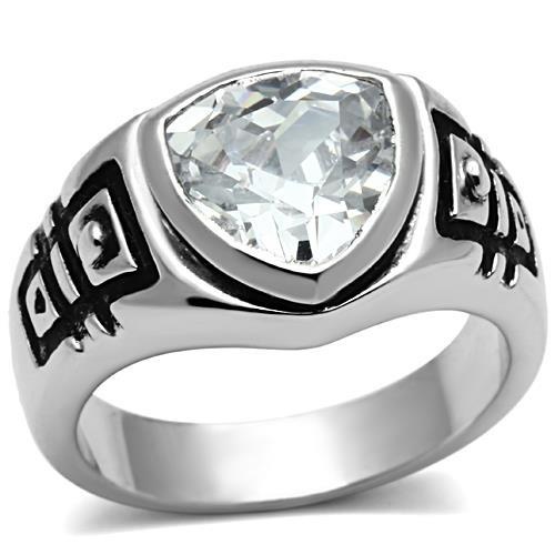 3W062 - Rhodium Brass Ring With Aaa Grade Cz In Clear