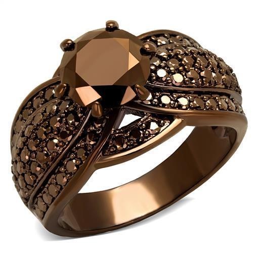 3W1100 - Ip Coffee Light Brass Ring With Aaa Grade Cz In Light Coffee
