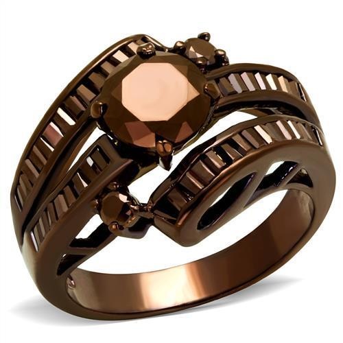 3W1106 - Ip Coffee Light Brass Ring With Aaa Grade Cz In Light Coffee