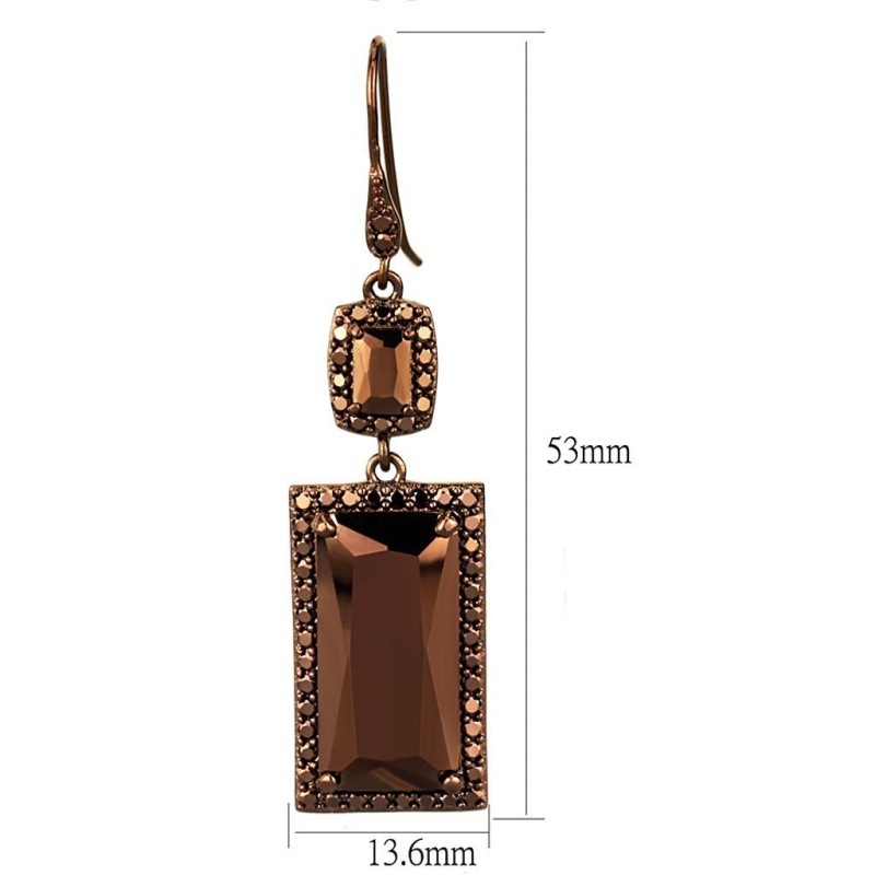 Ip Coffee Light Brass Earrings With Aaa Grade Cz In Light Coffee