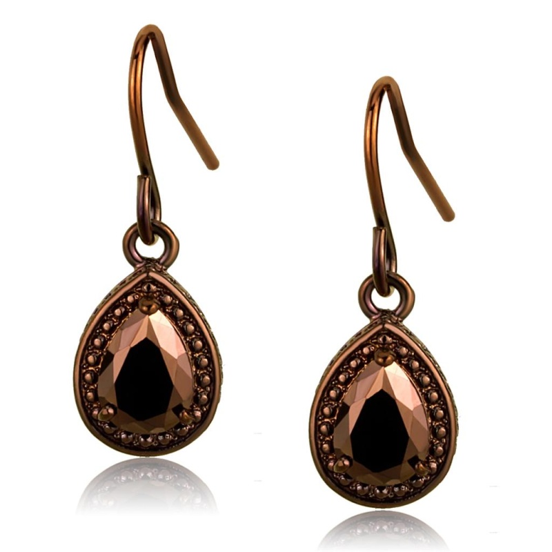 Ip Coffee Light Brass Earrings With Aaa Grade Cz In Light Coffee