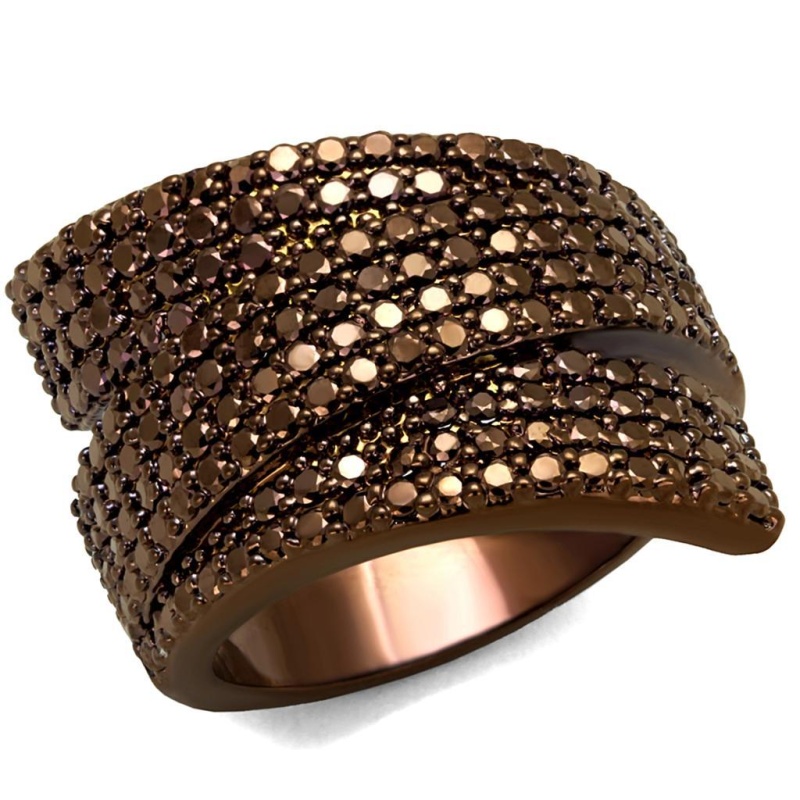 3W1125 - Ip Coffee Light Brass Ring With Aaa Grade Cz In Light Coffee