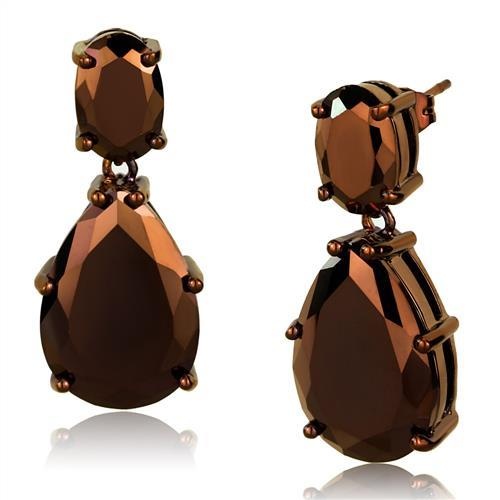 Ip Coffee Light Brass Earrings With Aaa Grade Cz In Light Coffee