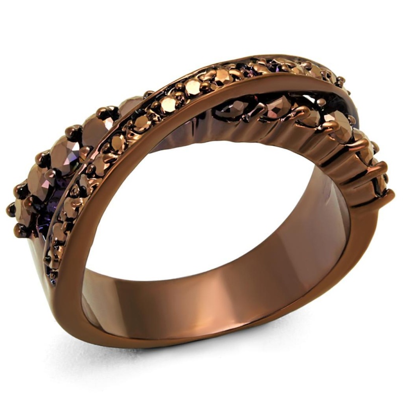 3W1155 - Ip Coffee Light Brass Ring With Aaa Grade Cz In Light Coffee