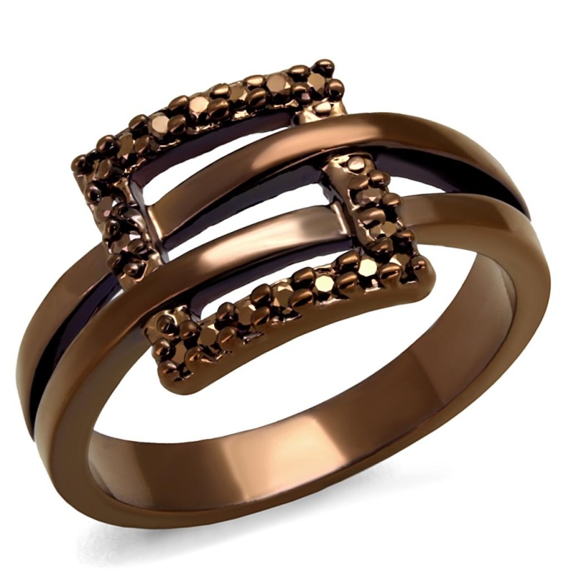 3W1156 - Ip Coffee Light Brass Ring With Aaa Grade Cz In Light Coffee