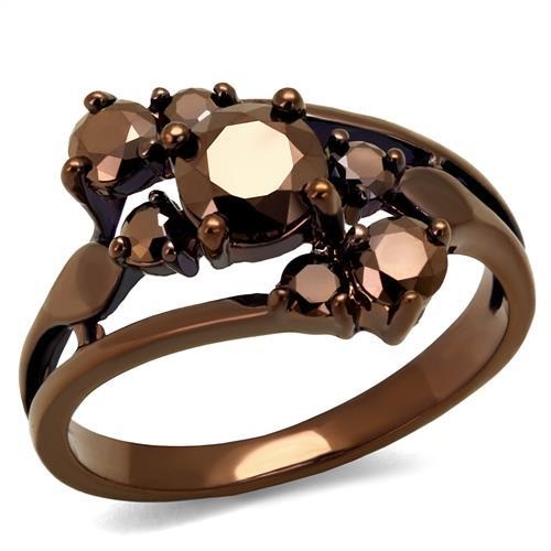3W1168 - Ip Coffee Light Brass Ring With Aaa Grade Cz In Light Coffee