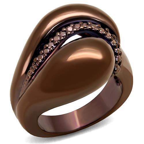3W1170 - Ip Coffee Light Brass Ring With Aaa Grade Cz In Light Coffee