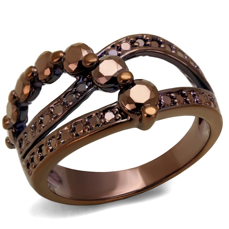 3W1182 - Ip Coffee Light Brass Ring With Aaa Grade Cz In Light Coffee