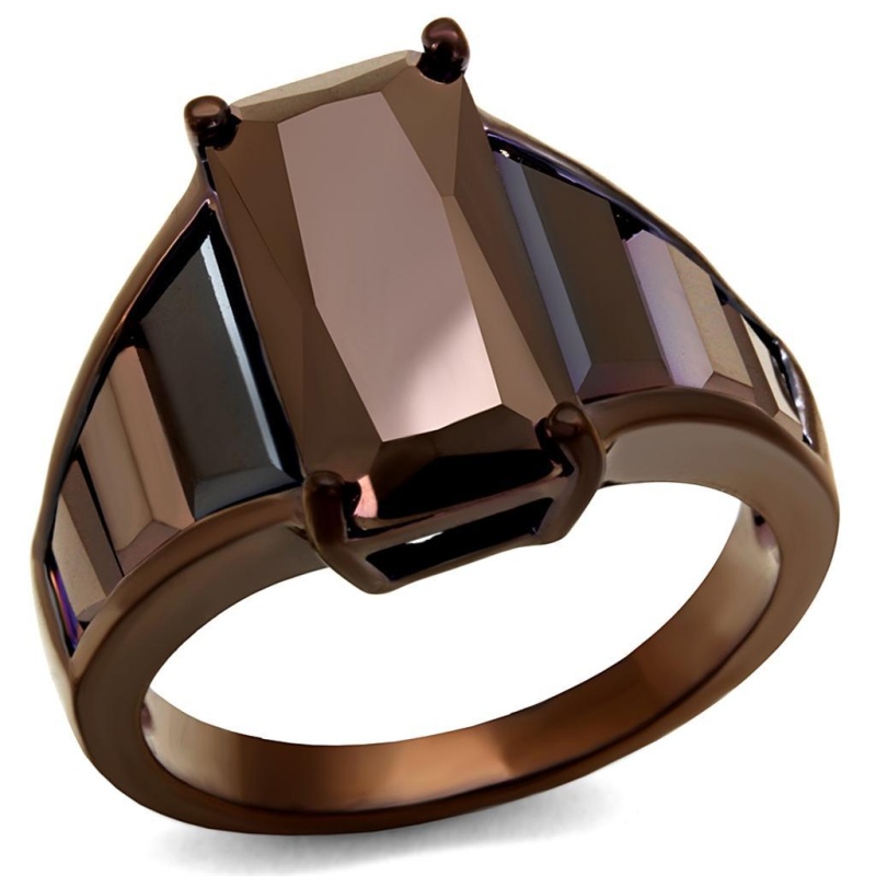 3W1184 - Ip Coffee Light Brass Ring With Aaa Grade Cz In Light Coffee