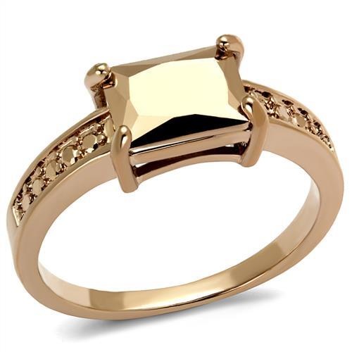 3W1197 - Ip Rose Gold(Ion Plating) Brass Ring With Aaa Grade Cz In Metallic Light Gold