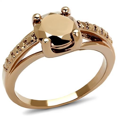 3W1199 - Ip Rose Gold(Ion Plating) Brass Ring With Aaa Grade Cz In Metallic Light Gold
