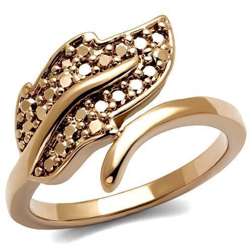 3W1200 - Ip Rose Gold(Ion Plating) Brass Ring With Aaa Grade Cz In Metallic Light Gold