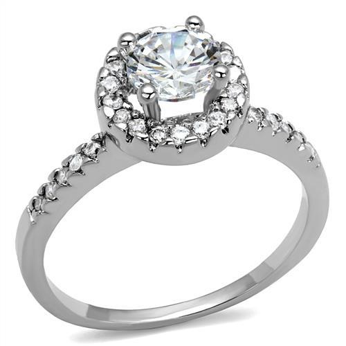 3W1210 - Rhodium Brass Ring With Aaa Grade Cz In Clear