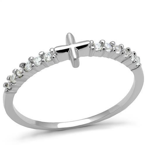 3W1227 - Rhodium Brass Ring With Aaa Grade Cz In Clear