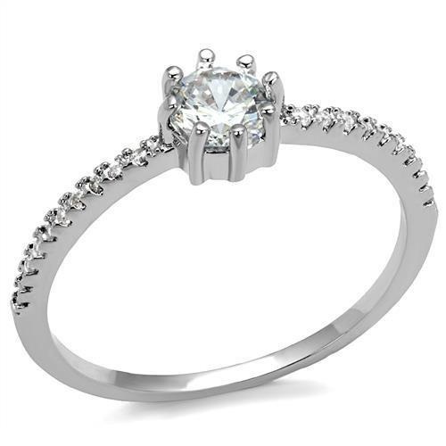 3W1233 - Rhodium Brass Ring With Aaa Grade Cz In Clear
