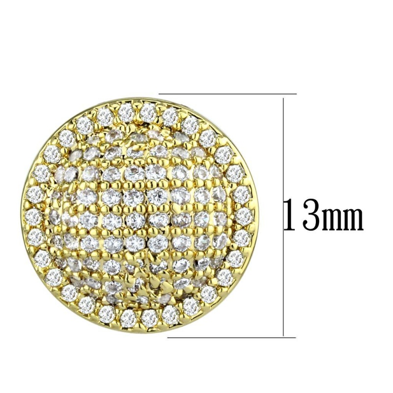Gold Brass Earrings With Aaa Grade Cz In Clear