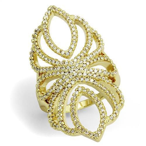 3W1274 - Gold Brass Ring With Aaa Grade Cz In Clear