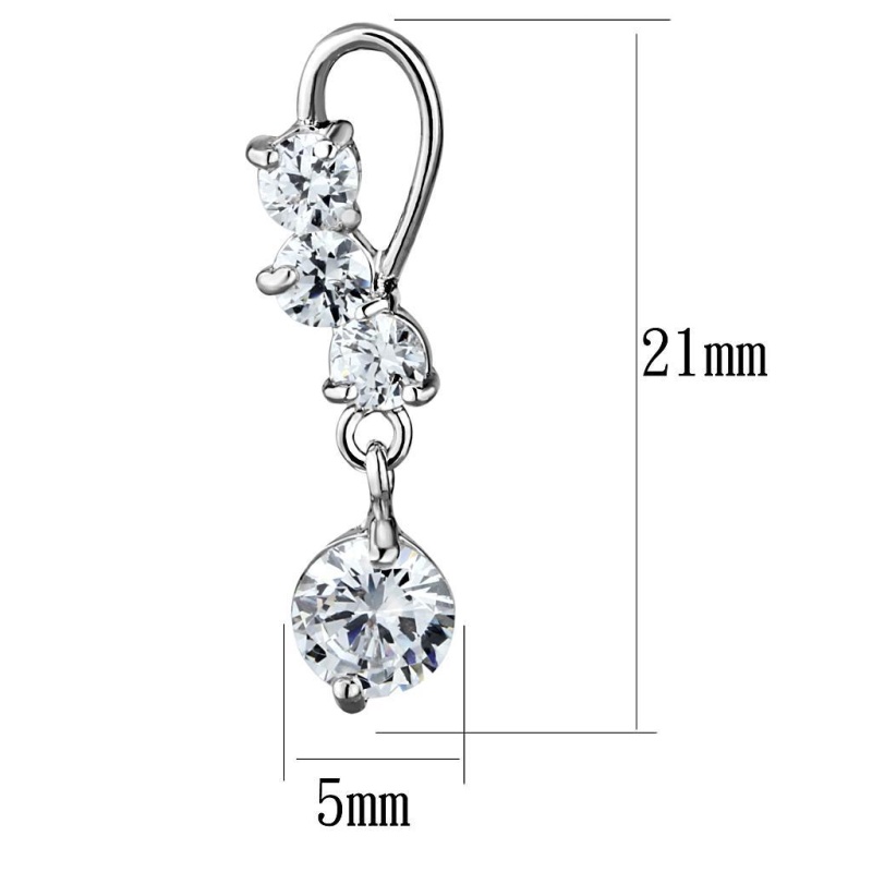 Rhodium Brass Earrings With Aaa Grade Cz In Clear