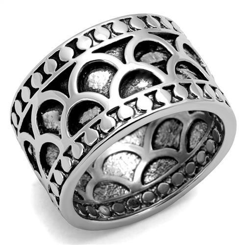 3W1309 - Rhodium Brass Ring With Epoxy In Jet