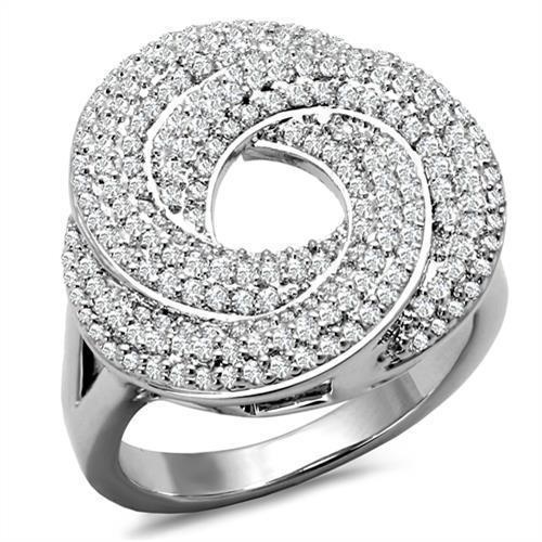 3W1319 - Rhodium Brass Ring With Aaa Grade Cz In Clear