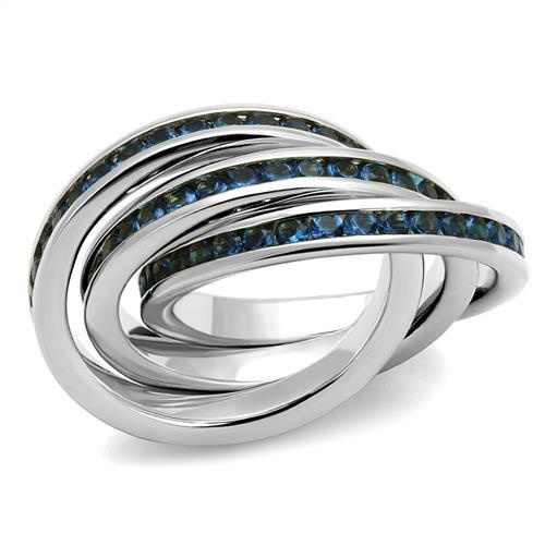3W1334 - Rhodium Brass Ring With Synthetic Synthetic Glass In Montana