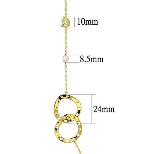 3W1335 - Gold Brass Necklace With Aaa Grade Cz In Citrine Yellow - 30"