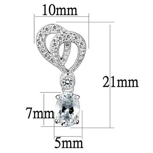 Rhodium Brass Earrings With Aaa Grade Cz In Clear