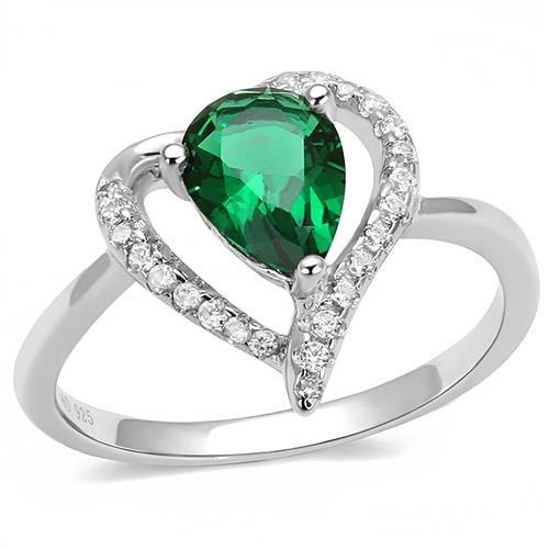 3W1384 - Rhodium 925 Sterling Silver Ring With Synthetic Synthetic Glass In Blue Zircon