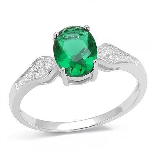 3W1387 - Rhodium 925 Sterling Silver Ring With Synthetic Synthetic Glass In Blue Zircon