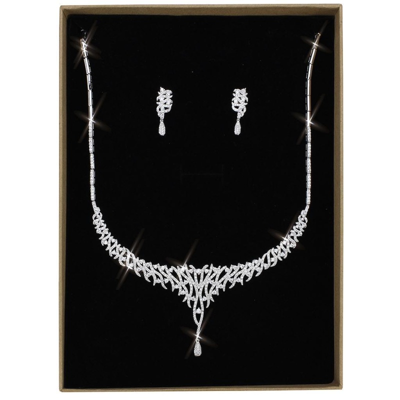3W1413 - Rhodium Brass Jewelry Sets With Aaa Grade Cz In Clear