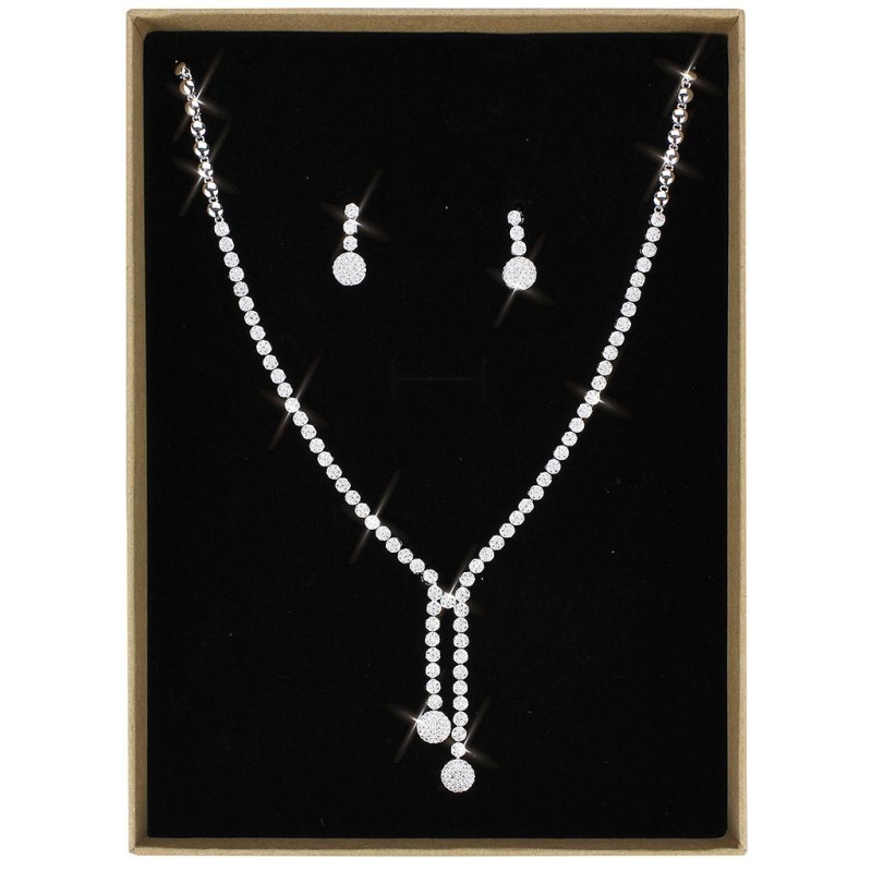 3W1428 - Rhodium Brass Jewelry Sets With Aaa Grade Cz In Clear