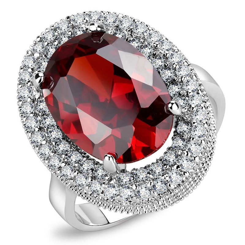 3W1455 - Rhodium Brass Ring With Aaa Grade Cz In Garnet
