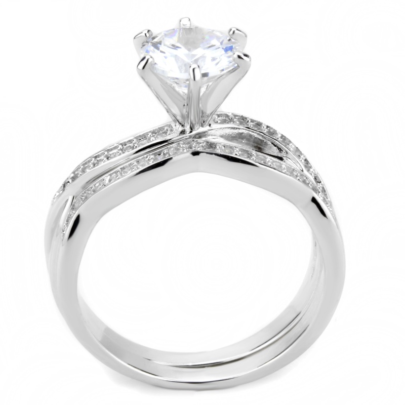 3W1514 - Rhodium Brass Ring With Aaa Grade Cz In Clear