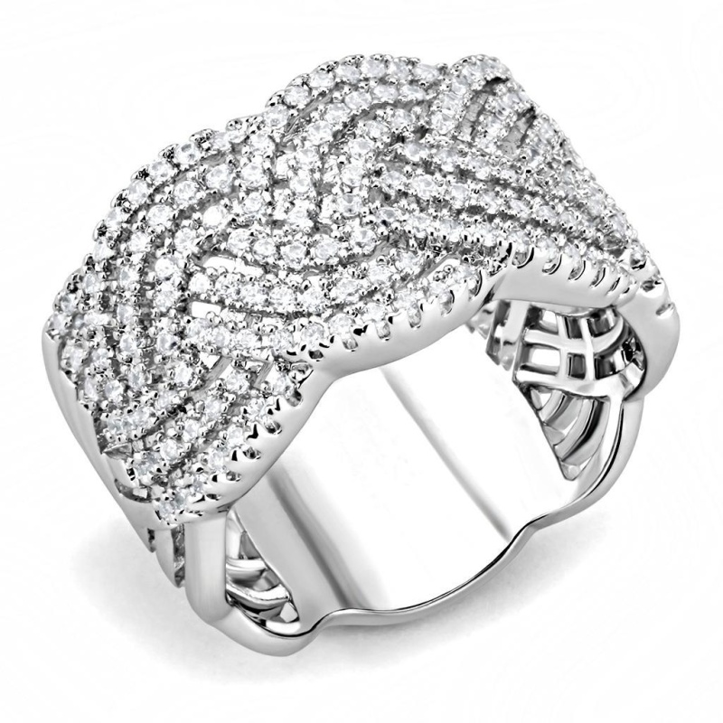 3W1524 - Rhodium Brass Ring With Aaa Grade Cz In Clear