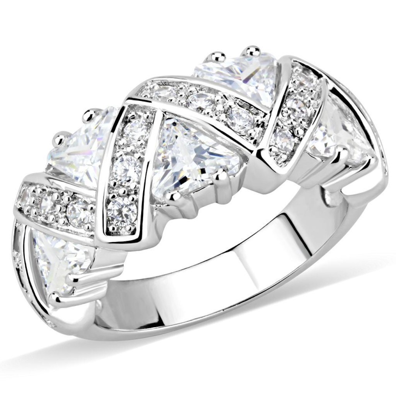 3W1533 - Rhodium Brass Ring With Aaa Grade Cz In Clear