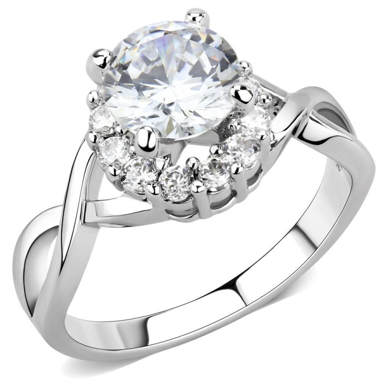 3W1575 - Rhodium Brass Ring With Aaa Grade Cz In Clear