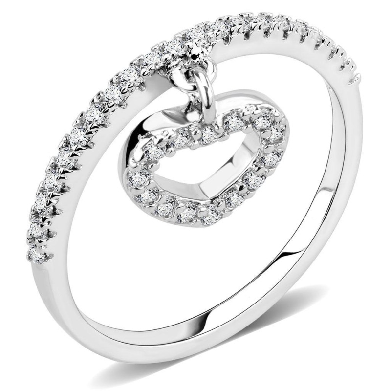 3W1579 - Rhodium Brass Ring With Aaa Grade Cz In Clear