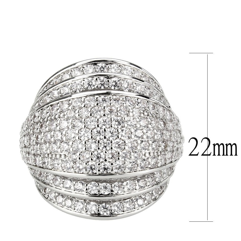 3W1610 - Rhodium Brass Ring With Aaa Grade Cz In Clear