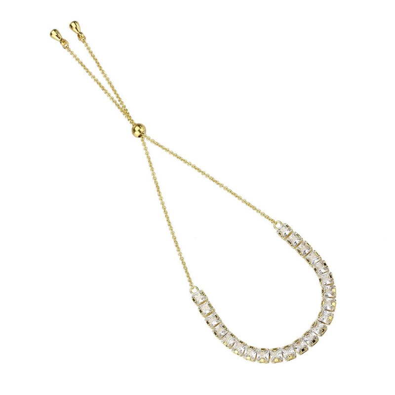 3W1668 - Gold Brass Bracelet With Aaa Grade Cz In Clear - 9.5