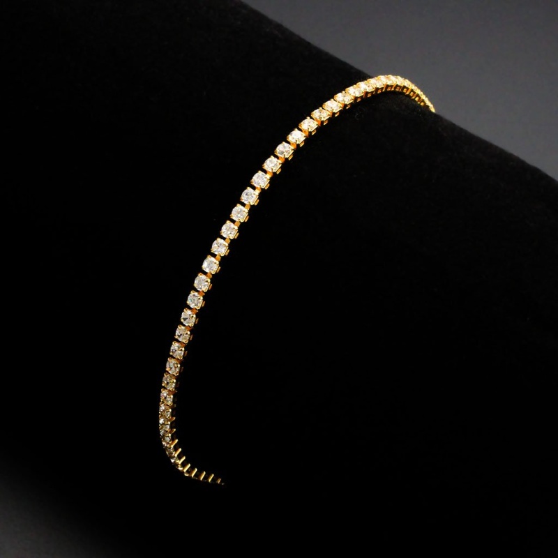 3W1686 - Gold Brass Bracelet With Aaa Grade Cz In Clear - 7