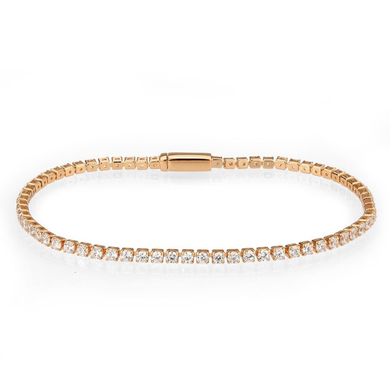 3W1687 - Rose Gold Brass Bracelet With Aaa Grade Cz In Clear - 7