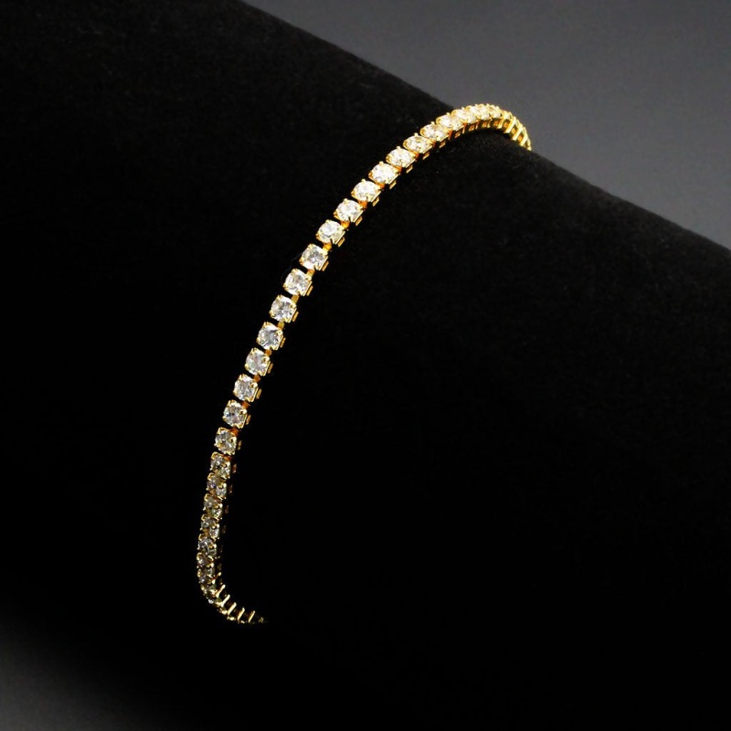 3W1689 - Gold Brass Bracelet With Aaa Grade Cz In Clear - 7