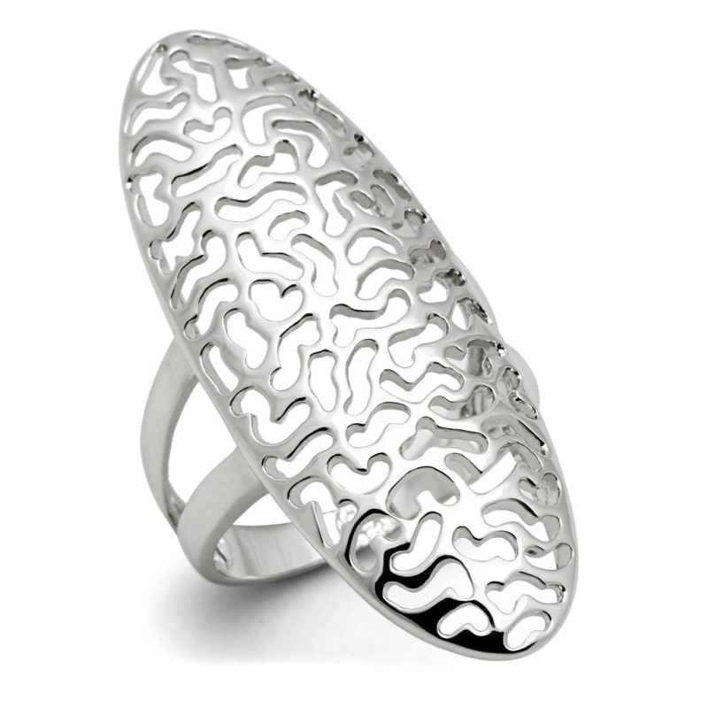 3W169 - Rhodium Brass Ring With No Stone