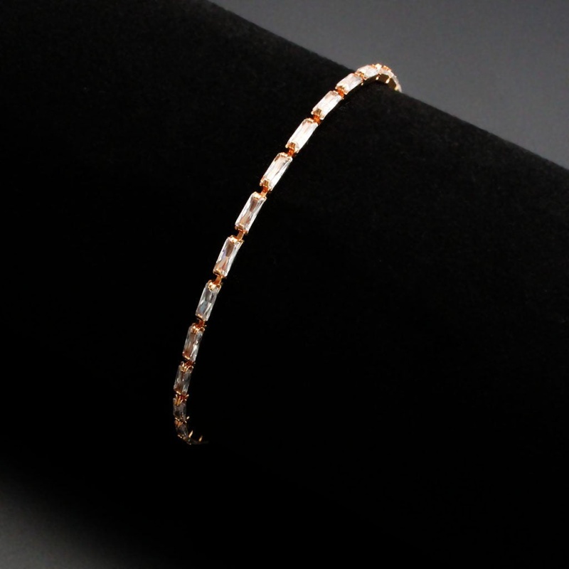 3W1708 - Rose Gold Brass Bracelet With Aaa Grade Cz In Clear - 7